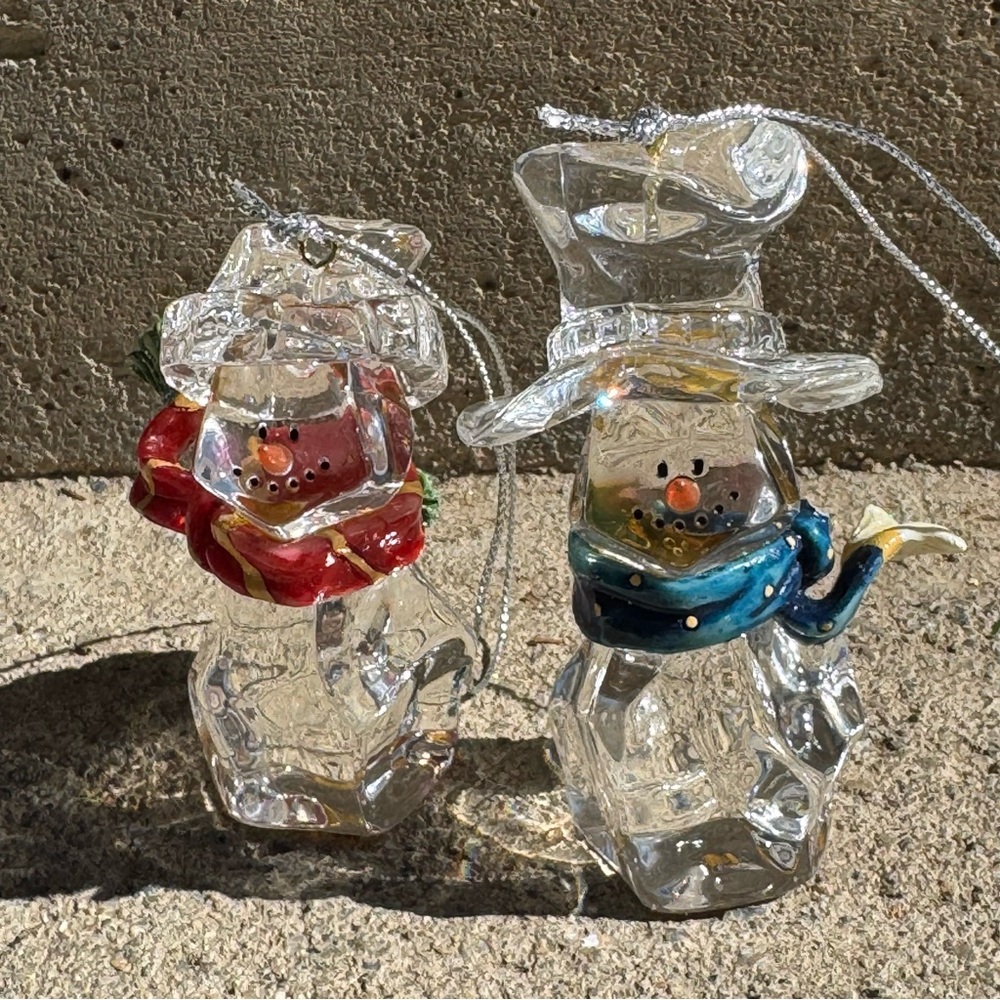 Pair of‎ Vintage Acrylic Snowman Ornaments